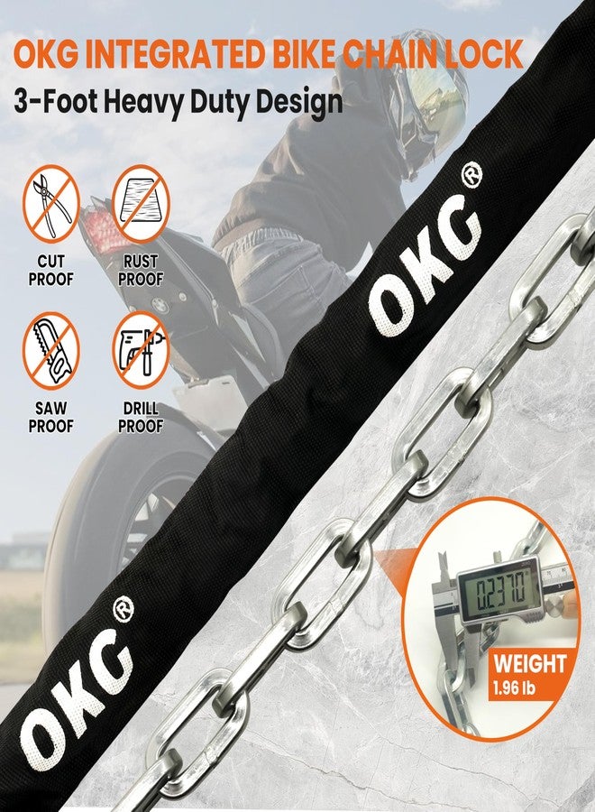 OKG Bike Chain Lock - 35 x 1/4 in (6mm) Thick Square Cut-Proof Chain, Hardened Alloy Steel Anti-Theft Security for Bike, ATV, Scooter, Trailer, Moped, Grill, Gate Fence - Image 2