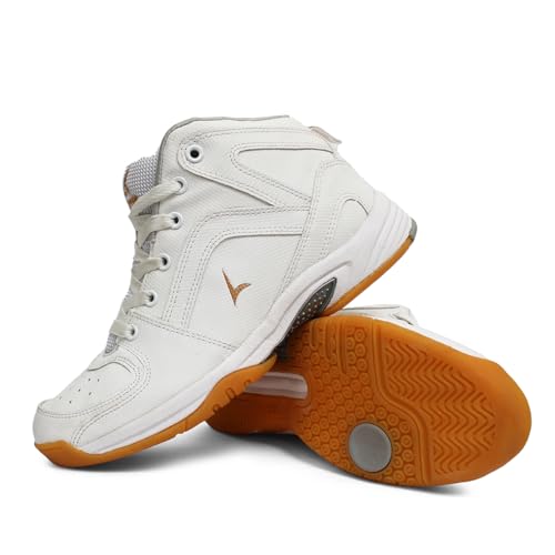 TRACER Basketball Shoes for Men's, Stylish & Comfortable, Lightweight & Breathable Footwear, Crap Sole, Material PU, Secure Fit, Closer Lace up, Playground, Walking, Running Shoe, (White-9) - Image 2