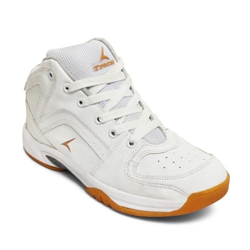 TRACER Basketball Shoes for Men's, Stylish & Comfortable, Lightweight & Breathable Footwear, Crap Sole, Material PU, Secure Fit, Closer Lace up, Playground, Walking, Running Shoe, (White-9) - Image 1