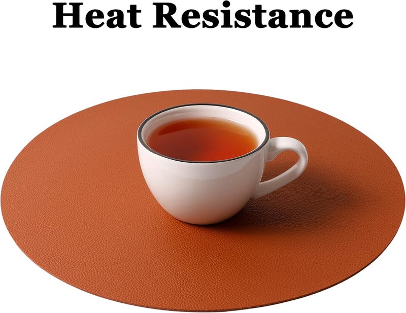 Jovono Wipeable Placemats and Coasters Leather Table Mats Waterproof HeatResistant Easy to Clean for Dining Table Set Kitchen Table Set of 4 Brown - Image 3