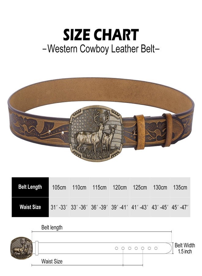 BISON DENIM Western Cowboy Leather Belt for Men Women Cowgirl, Mens Buckle Belt for Jeans, Country Belt, Men's Gifts - Image 4