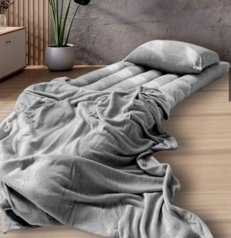 3-in-1 Velvet Hospitality Package with Natural Cotton Mattress, Light Blanket, and Luxurious Pillow - Image 1