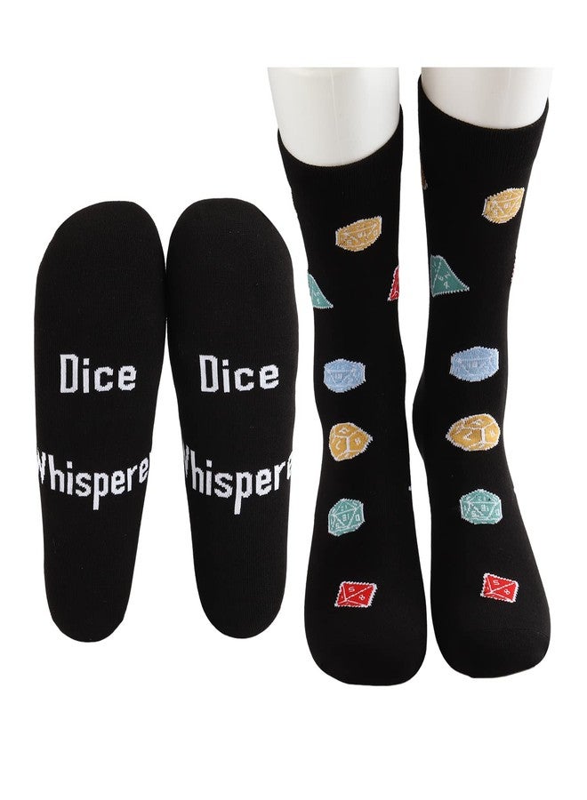 MBMSO 2 Pairs Dice Whisperer Socks Funny Gambler Gifts Lucky Dice Socks Casino Lover Gifts Gambling Socks DM Game Player Gift (Dice Whisperer Socks) - Image 1