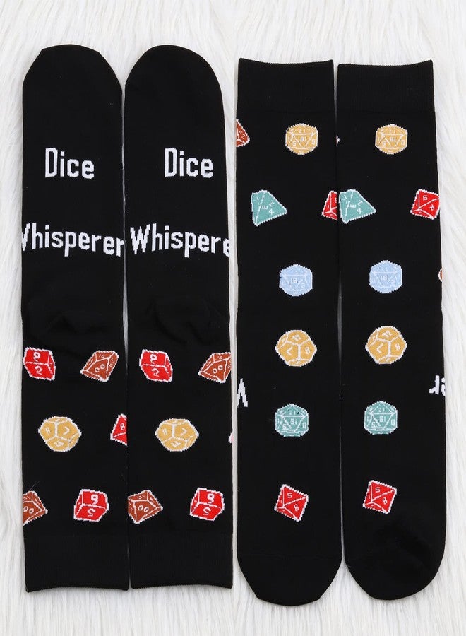 MBMSO 2 Pairs Dice Whisperer Socks Funny Gambler Gifts Lucky Dice Socks Casino Lover Gifts Gambling Socks DM Game Player Gift (Dice Whisperer Socks) - Image 4