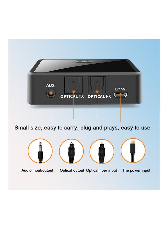 NIBEMINENT Fiber Optic 2-in-1 BT 5.0 Wireless Audio Adapter Black  - Image 2