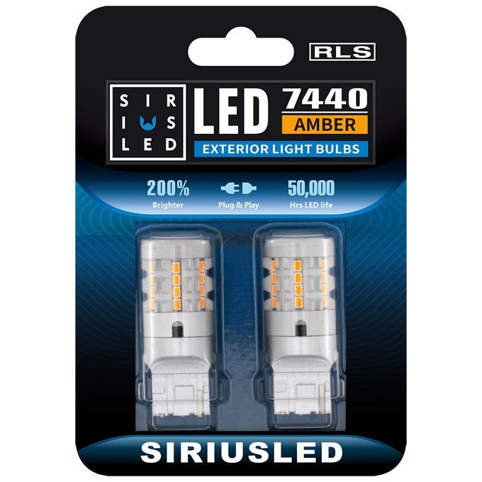Rls 7440 7440A Built In Resistor Anti Hyper Flashing Led Bulb Turn Signal Light Amber Orange Color Full Aluminum Body Single Filament Error Free Pack Of 2