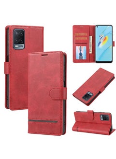 HuHa Case Cover For OPPO A56 5G / A54 4G Classic Wallet Flip Leather Phone Case Red 