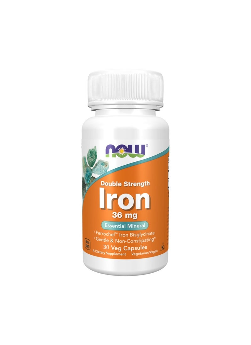 now Double Strength Iron 36Mg Non-Constipating Veg Capsules For Healthy Blood Count Pack Of 30'S 