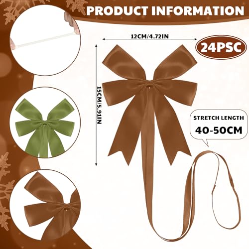 Jetec 24 Pieces Christmas Elastic Bows for Gift Boxes Stretch Loops with Bows Christmas Elastic Ribbon Crafts for Boxes Gift Wrapping1620 InchMulticolor - Image 3