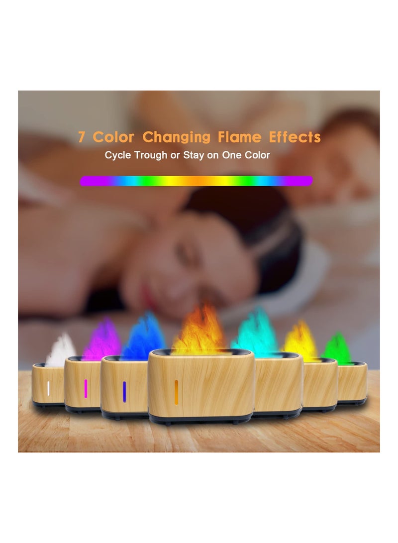 SYOSI مرطب الهواء بموزع الزيت العطري بشكل لهب، 7 ألوان لهب موزع عطر الهواء للعلاج بالروائح بدون ماء، موزع عطر تلقائي الإيقاف مستوحى من النار للمنزل، المكتب، غرفة النوم بتصميم خشبي - Image 4