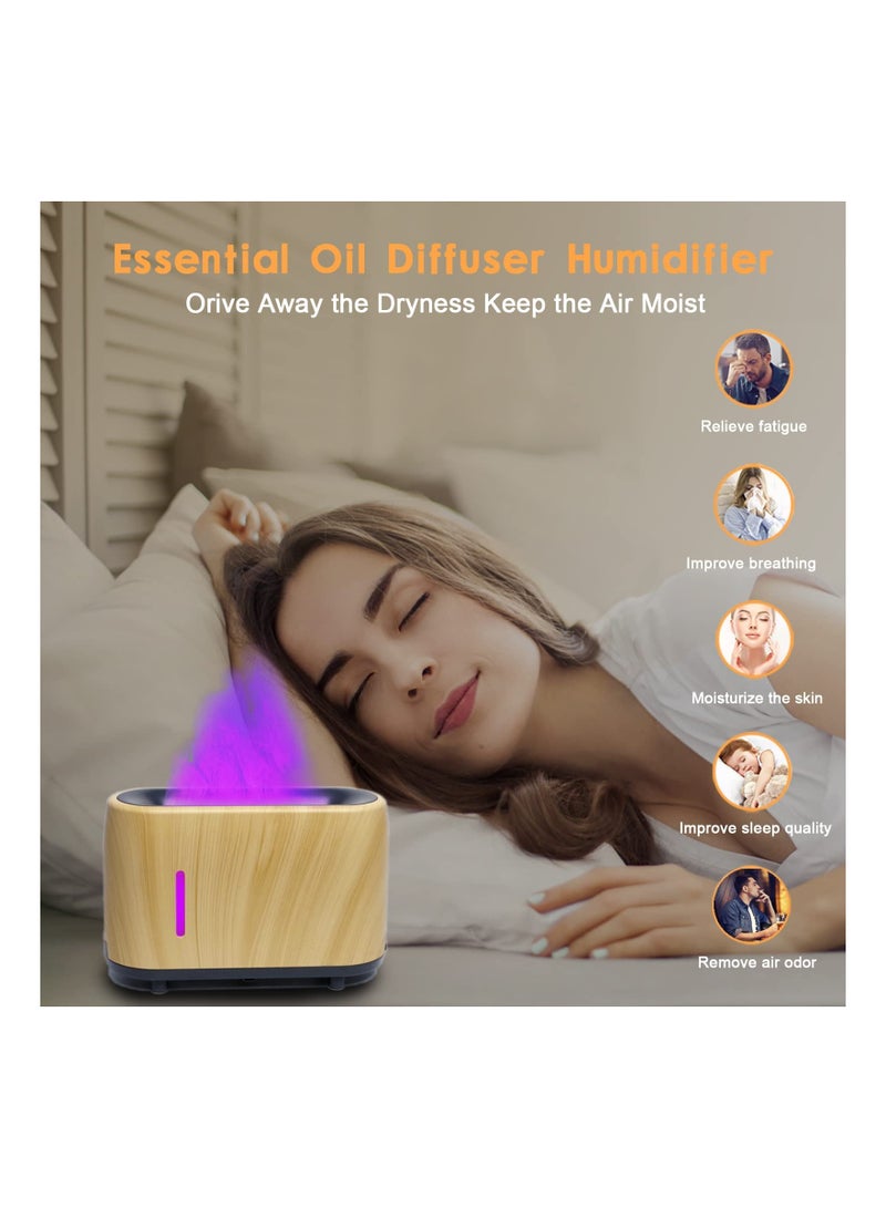 SYOSI مرطب الهواء بموزع الزيت العطري بشكل لهب، 7 ألوان لهب موزع عطر الهواء للعلاج بالروائح بدون ماء، موزع عطر تلقائي الإيقاف مستوحى من النار للمنزل، المكتب، غرفة النوم بتصميم خشبي - Image 3