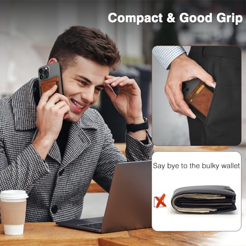 LOHASIC Designed for MagSafe Wallet, Magnetic Wallet 5 Card Holder with Stand, Classic Vegan PU Leather Mens Magnetic Phone Wallet for iPhone 16/15 /14/13/12 Series 6.1 6.7 6.9", Not for Mini - Brown - Image 4