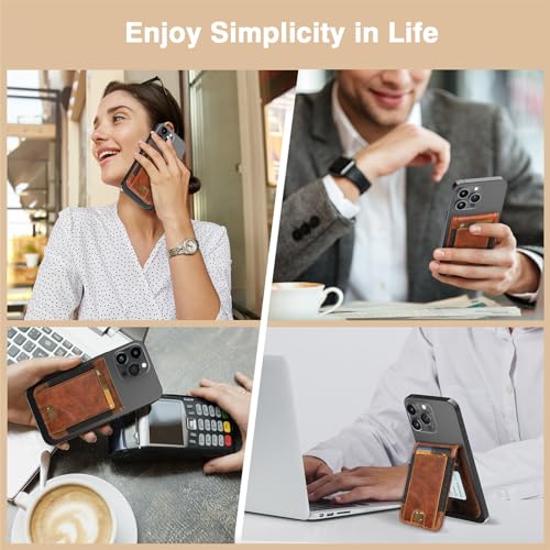 LOHASIC Designed for MagSafe Wallet, Magnetic Wallet 5 Card Holder with Stand, Classic Vegan PU Leather Mens Magnetic Phone Wallet for iPhone 16/15 /14/13/12 Series 6.1 6.7 6.9", Not for Mini - Brown - Image 5