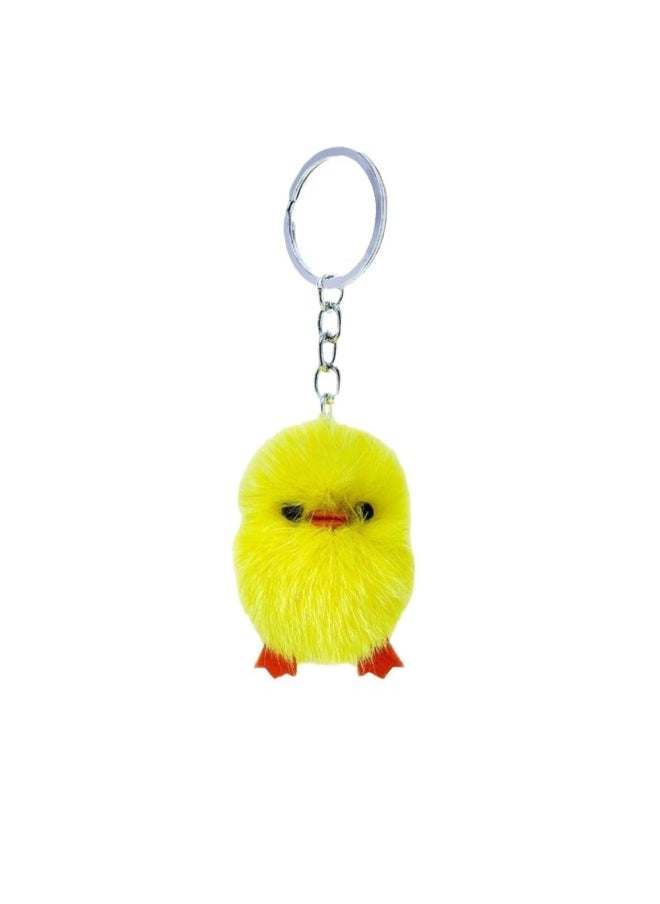 Generic - Ins Real Fox Fur Little Yellow Duck Plush Keychain Pendant Girls' Bag Key Ornaments (good Quality)-Color:Creamy-white - Image 1
