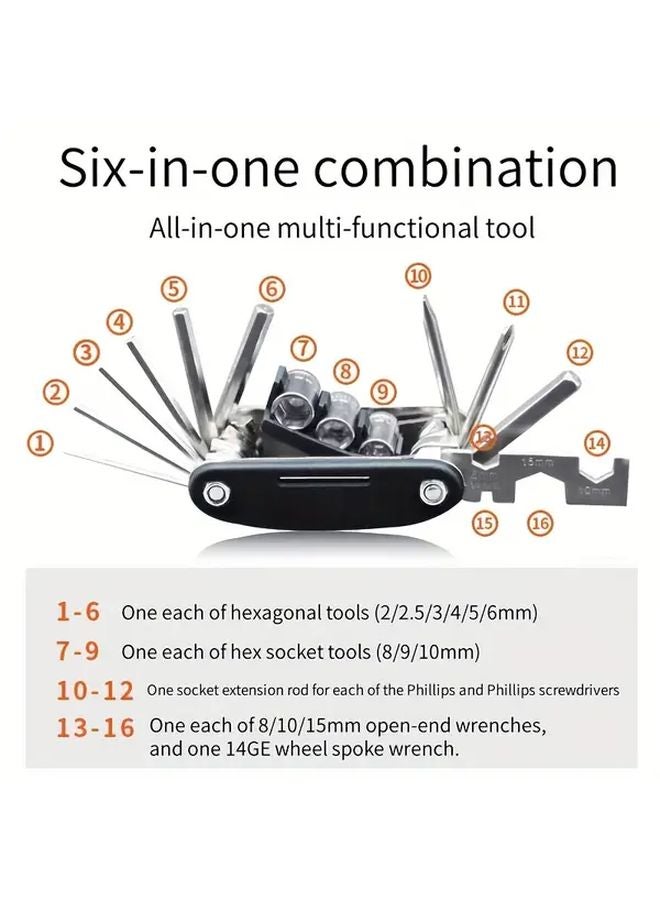 Black Portable Folding Multi Functional Tool Kit Hex Keys Screwdriver Set - Image 5