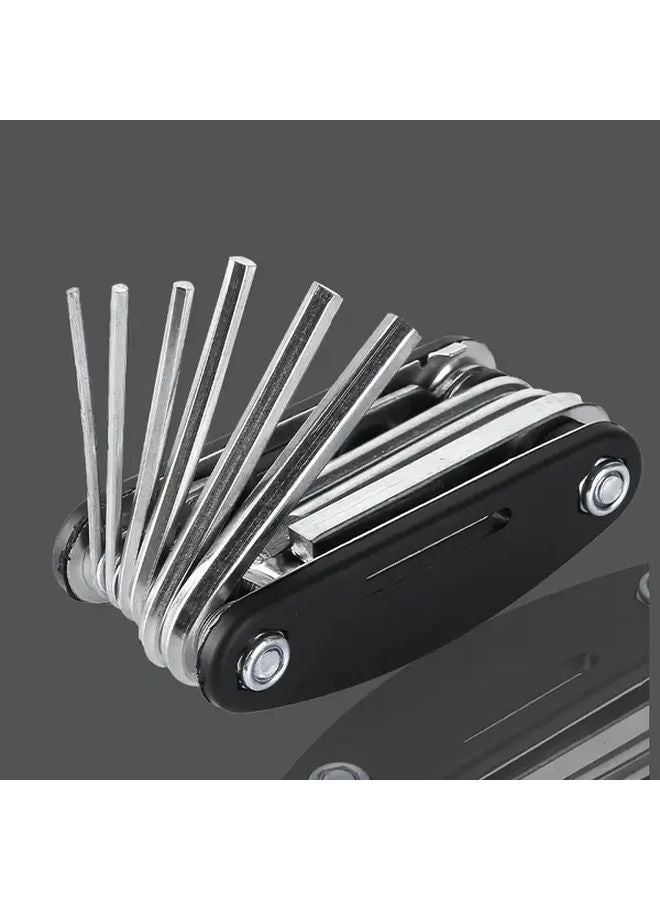 Black Portable Folding Multi Functional Tool Kit Hex Keys Screwdriver Set - Image 2
