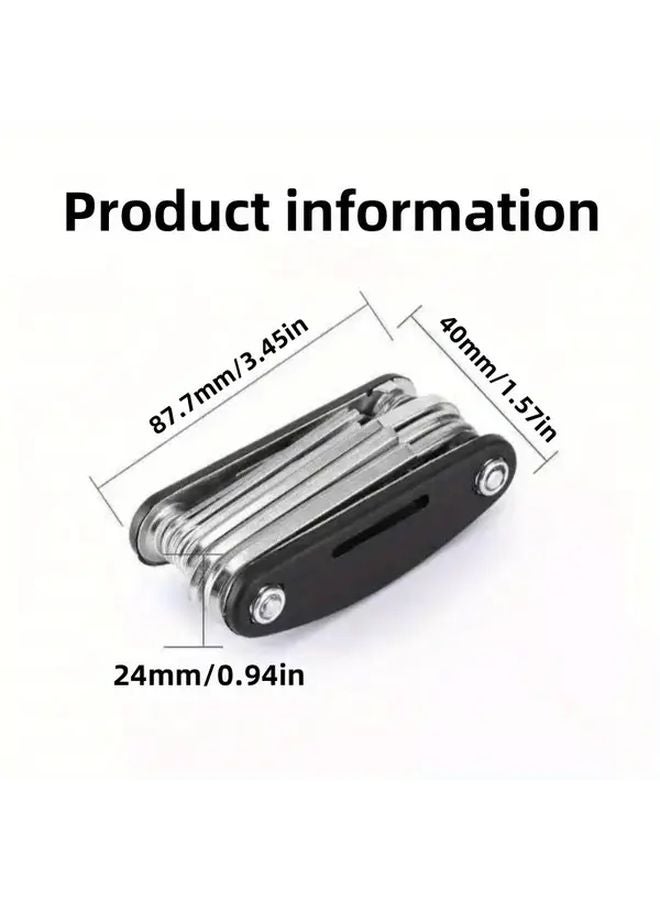 Black Portable Folding Multi Functional Tool Kit Hex Keys Screwdriver Set - Image 4