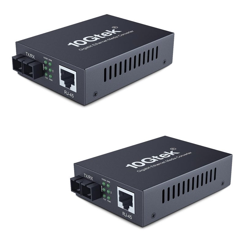 HYFIBER 2PCS Gigabit SC to RJ45 Fiber Media Converter, Single Mode to Ethernet Converter 10/100/1000Mbps RJ45 Port to 1000Mbps Single Mode Dual SC Port, SMF, 1310nm, up to 20km, Auto-Negotiation - Image 1