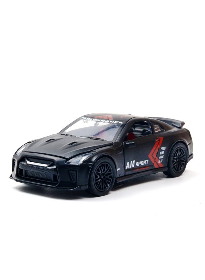 1:36 Baoshi Rambo Simulation Alloy Sports Car Model Children's Toys Back Force Car Model Ornaments Hot Cross-border-Color:Day GTR Black Track Version (window Box)  - Image 1