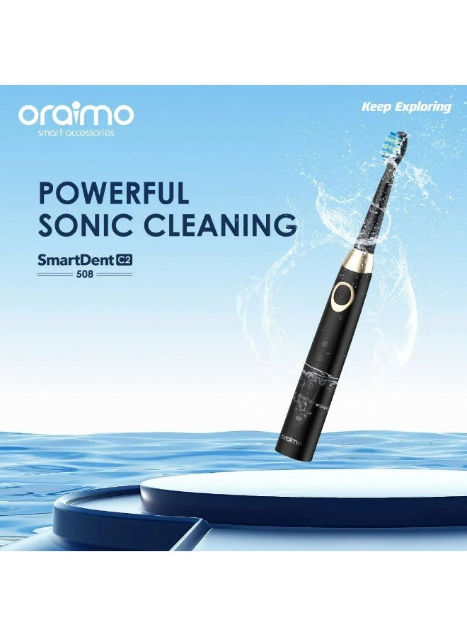 أورايمو Oraimo Electric Toothbrush For Adults, Rechargeable Sonic Toothbrushes With 4 Toothbrush Heads, Power Toothbrush Holder, 3 Modes With Smart Timer, Fast Charge For 30 Days Use, Black - Image 2