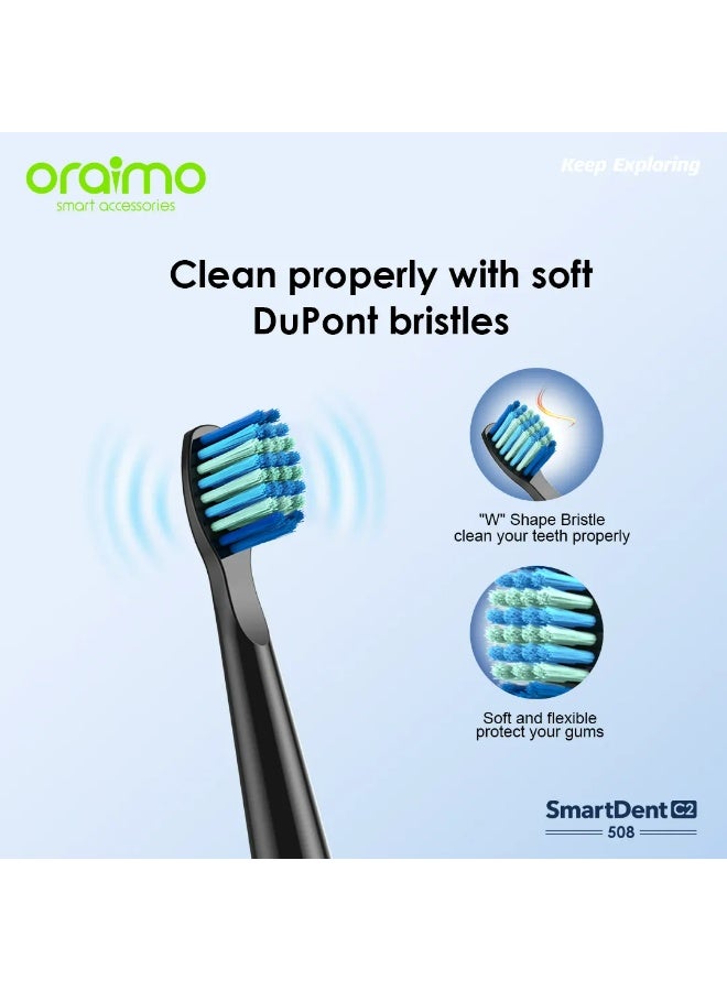 أورايمو Oraimo Electric Toothbrush For Adults, Rechargeable Sonic Toothbrushes With 4 Toothbrush Heads, Power Toothbrush Holder, 3 Modes With Smart Timer, Fast Charge For 30 Days Use, Black - Image 4