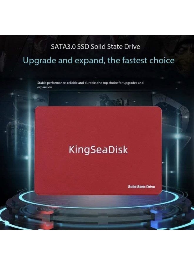 قرص تخزين داخلي من نوع KINGSEA DISK بسعة 512 جيجابايت، مقاس 6.35 سم، بتقنية SATA III بسرعة 6 جيجابت/ثانية، مزود بذاكرة فلاش ثلاثية الأبعاد NAND TLC، متوافق مع أجهزة الكمبيوتر المكتبية والمحمولة والوحدات المتكاملة. - Image 3