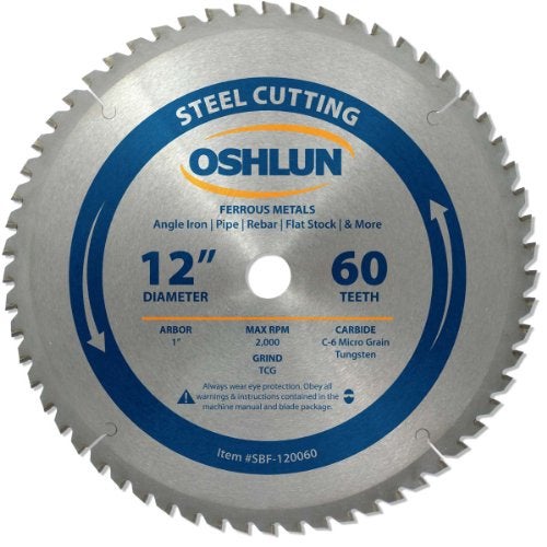 Oshlun SBF-120060 12-Inch 60 Tooth TCG Saw Blade with 1-Inch Arbor for Mild Steel and Ferrous Metals - Image 3