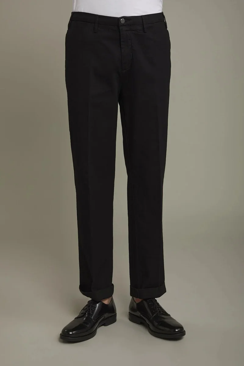 Doppelganger Men's classic chambray regular fit trousers - Black