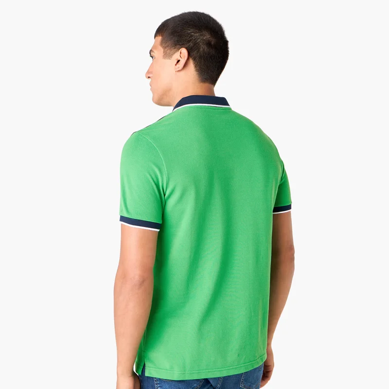 Splash FAV Colourblock Polo T-shirt with Embroidered Detail and Short Sleeves
