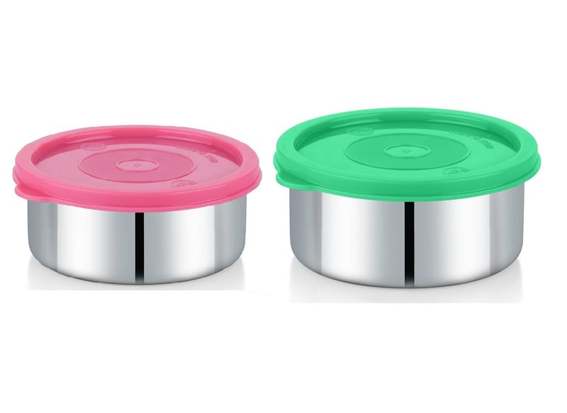 Foliam Leak Proof Click and Seal Lock Stainless Steel Storage/Air Tight Tiffin Container/Lunch Container with lid (LD-250+350ml) - Image 1