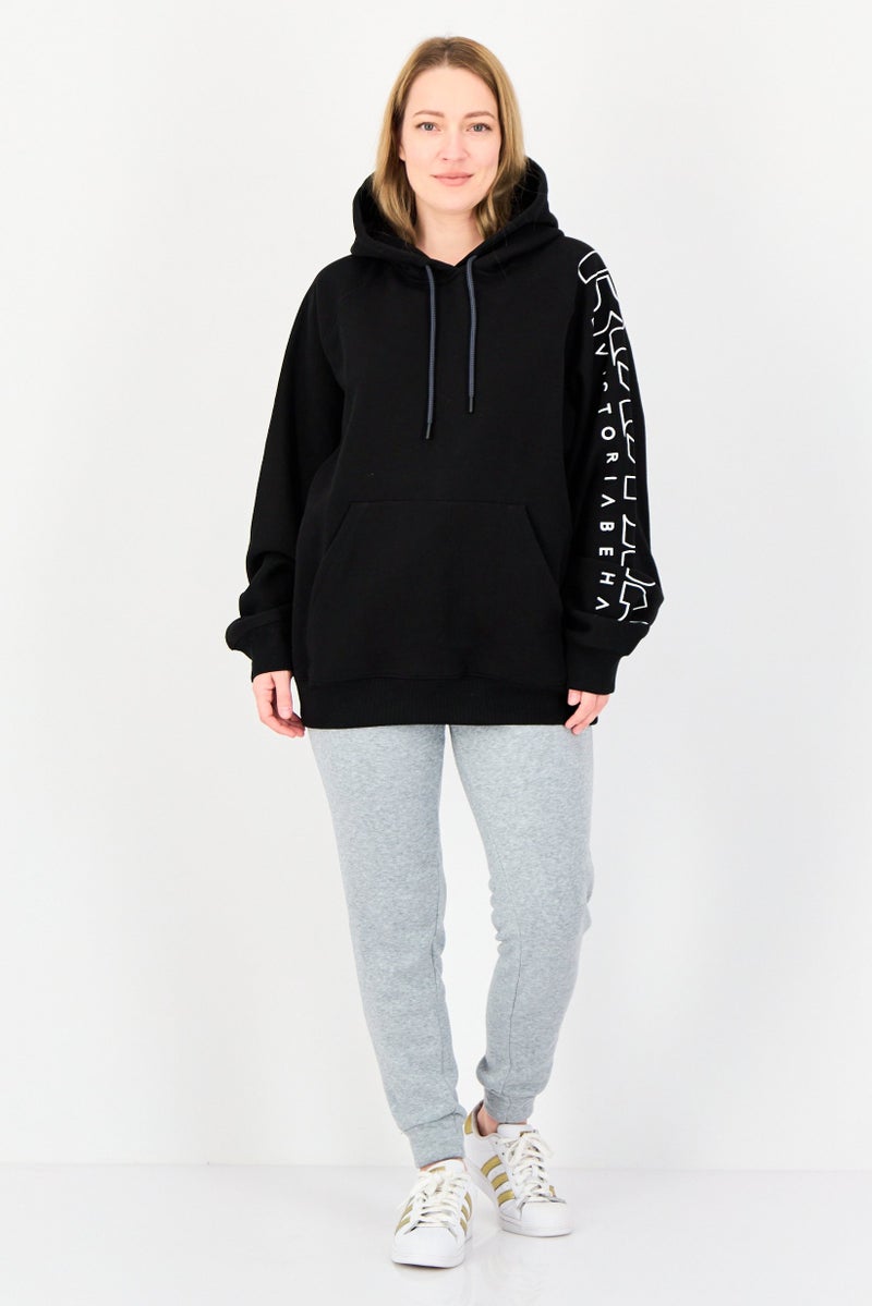 Reebok Reebok x Victoria Women Graphic Print Long Sleeves Hoodies, Black  - Image 4