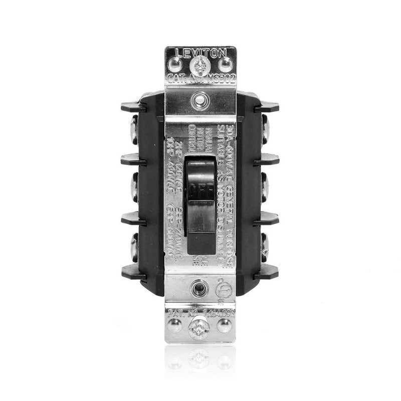Leviton MS303-DS 30 Amp 600 Volt Three-Pole AC Motor Starter - Industrial Grade Toggle Switch - Image 1