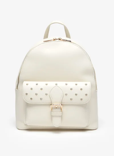 فلورا بيلا Embellished Backpack with Adjustable Straps and Zip Closure