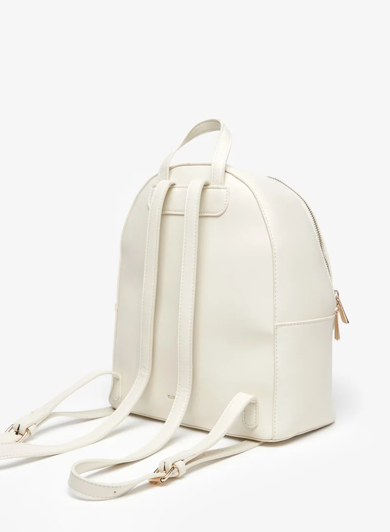 فلورا بيلا Embellished Backpack with Adjustable Straps and Zip Closure