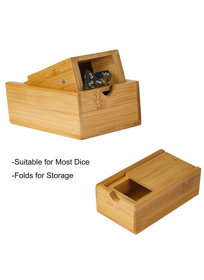 cusdie Cusdie Bamboo Dice Tower Foldable Wooden Die Roller Castle Rolling Case for Dungeons and Dragons, Board Game, D&D, RPG(No Logo)  - Image 3