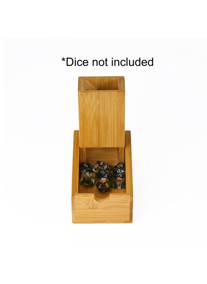 cusdie Cusdie Bamboo Dice Tower Foldable Wooden Die Roller Castle Rolling Case for Dungeons and Dragons, Board Game, D&D, RPG(No Logo)  - Image 2