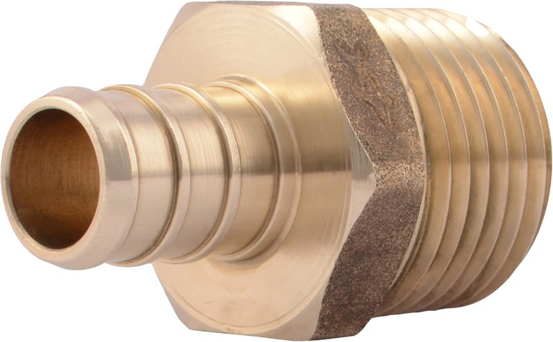 SharkBite 1/2 Inch Crimp MNPT Male Adapter, Brass Plumbing Fitting, PEX Pipe, Copper, UC120LFA - Image 1