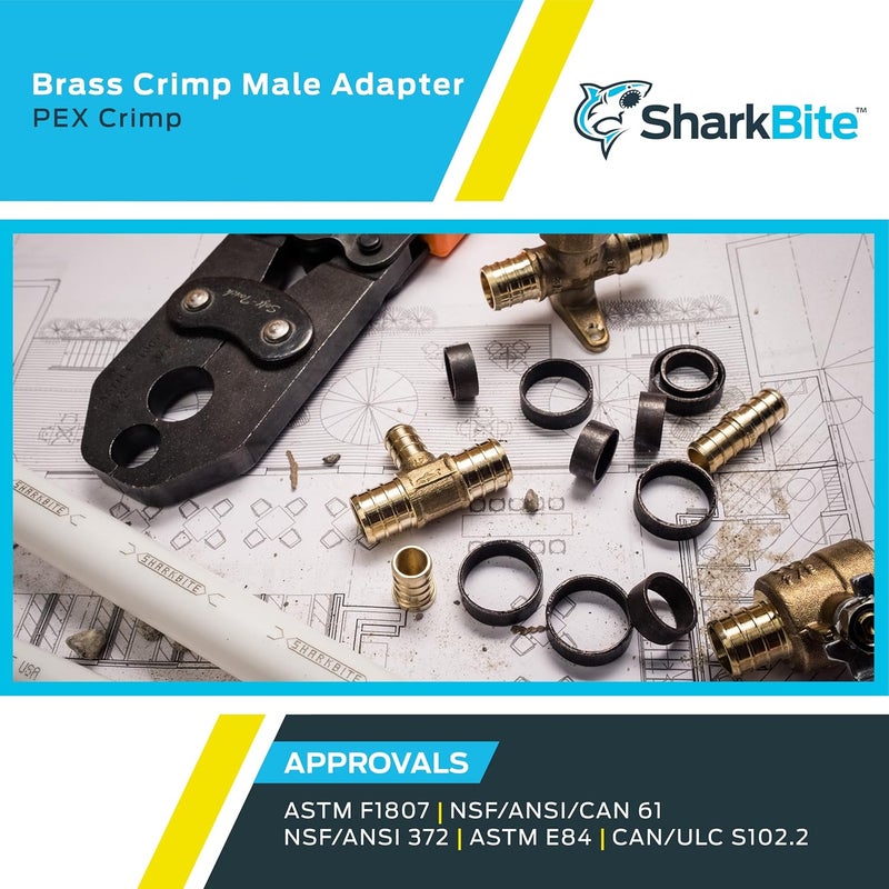 SharkBite 1/2 Inch Crimp MNPT Male Adapter, Brass Plumbing Fitting, PEX Pipe, Copper, UC120LFA - Image 5