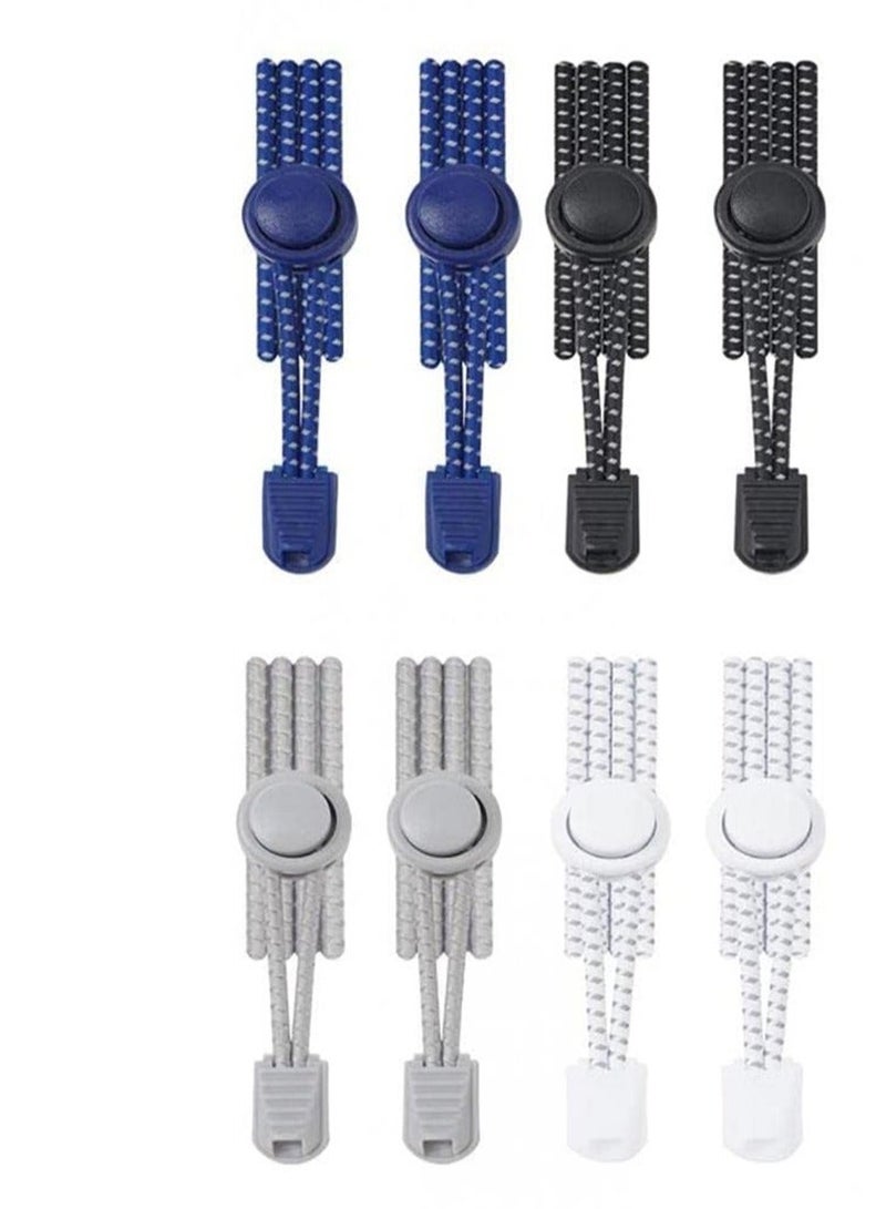 Y&D No Tie Silicone Shoelaces 4 Pair Portable Shoe Laces with Lock Catch Stretch Colorful One Size Fits All for Adults Kids Unisex Lazy Shoelace Travel Camping Party - Image 1