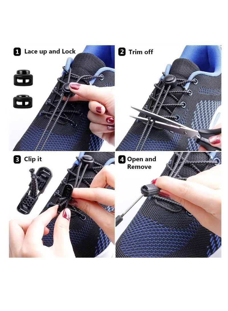 Y&D No Tie Silicone Shoelaces 4 Pair Portable Shoe Laces with Lock Catch Stretch Colorful One Size Fits All for Adults Kids Unisex Lazy Shoelace Travel Camping Party - Image 2