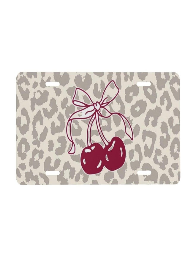 CTVSLFU Front License Plate Cover - Aluminum Metal Car Accessory, Rust-Proof Novelty Vanity Tag Decor for Men & Women, 6x12 with 4 Holes - 040 Cherry Tie Leopard Pattern - Image 1