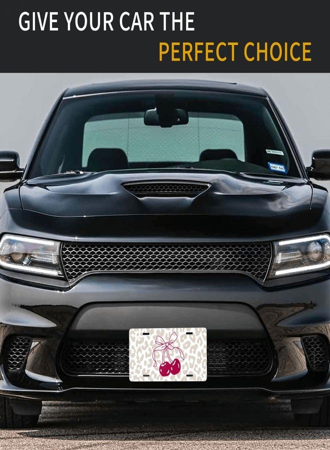 CTVSLFU Front License Plate Cover - Aluminum Metal Car Accessory, Rust-Proof Novelty Vanity Tag Decor for Men & Women, 6x12 with 4 Holes - 040 Cherry Tie Leopard Pattern - Image 5