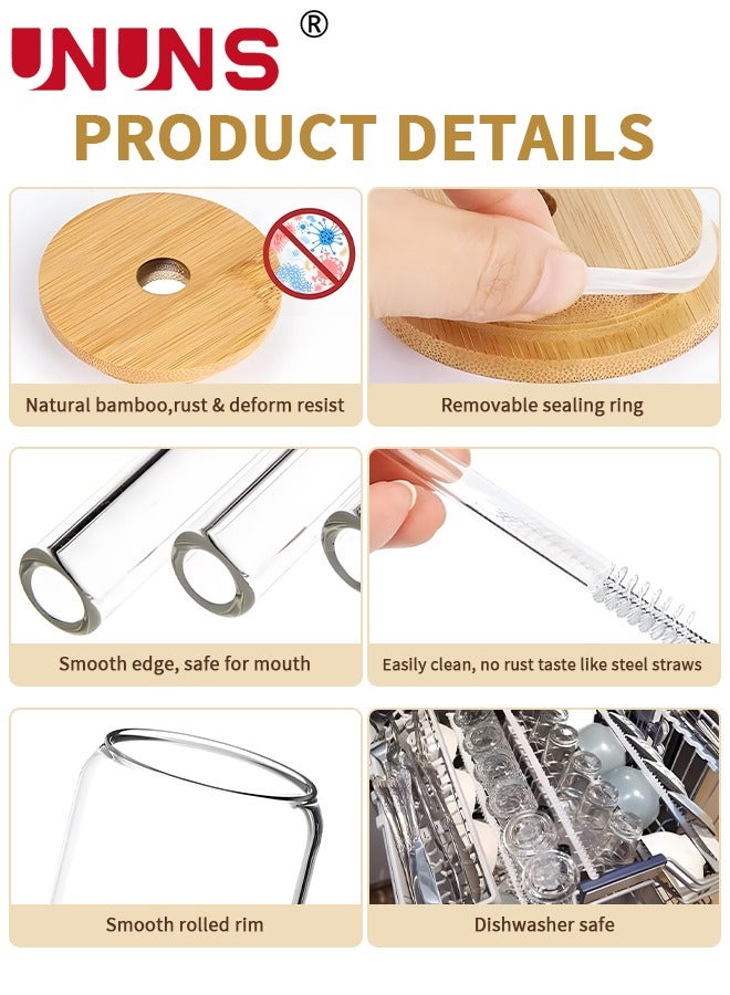 UNUNS Can Tumbler Glasses,2PCS Drinking Glasses With Bamboo Lids And Glass Straw,16oz Coke Can-Shaped Tumbler Glass Cups With 1 Cleaning Brushe,For Tea,Soda,Iced Coffee - Image 4