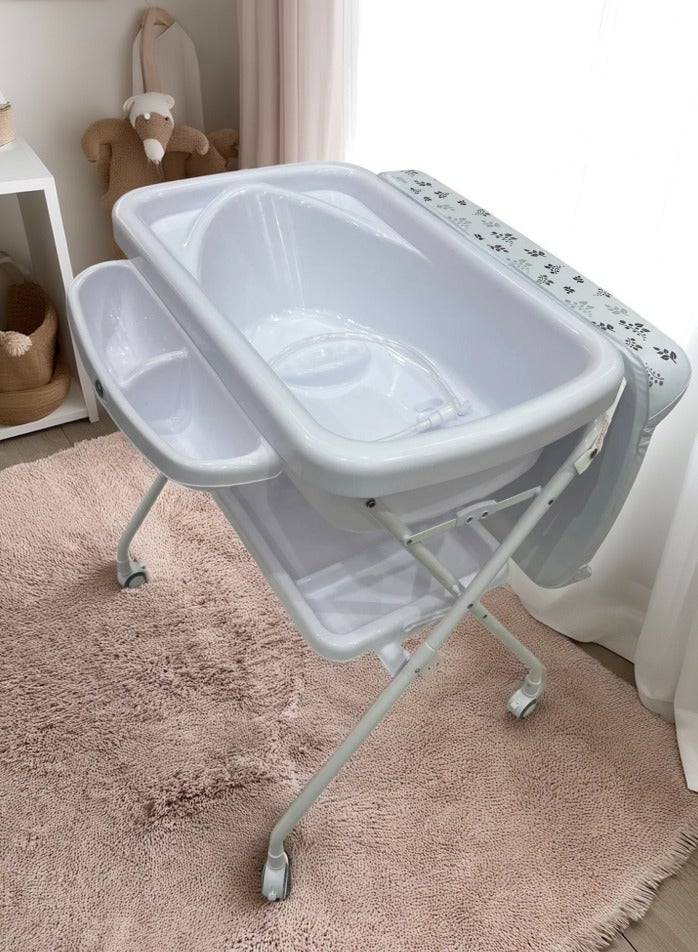 BabyShine 2 in 1 Multifunctional Portable Newborn Baby Bathtub with Folding Wheeled Changing Table (Star Pattern) - Image 3