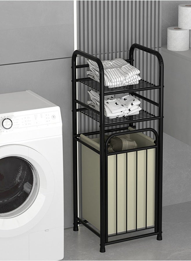 RollsTimi  Tilt Out Laundry Hamper with 2 Tier Shelves,Laundry Basket with Removable Liner Bag,Clothes Hamper with Divided Bag - Image 3