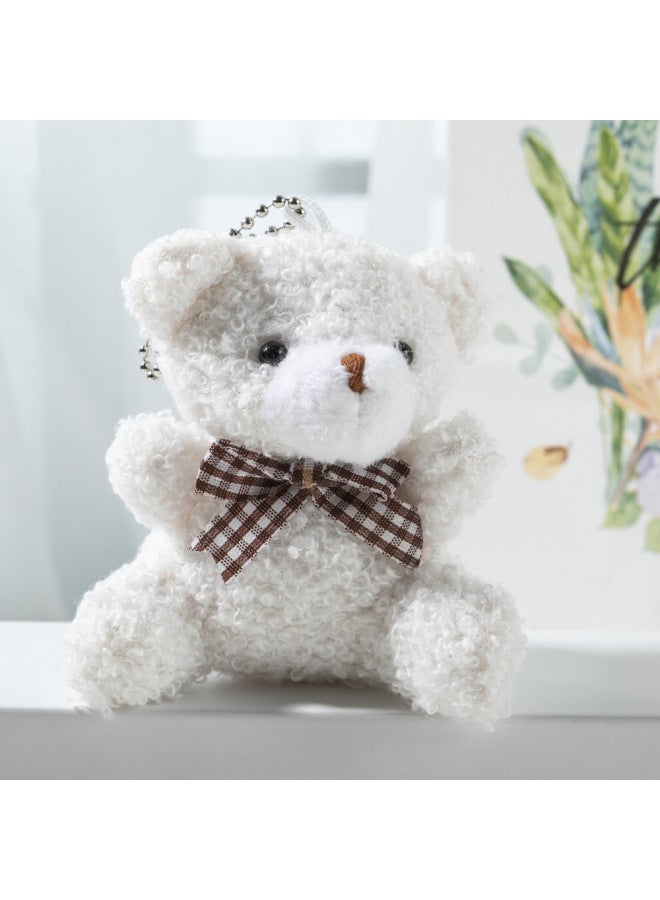 Cute Cartoon Mini Bow Tie Bear Short Plush Doll Toy Car Keychain Pendant Dolls-Color:Brown-Height:8cm  - Image 4