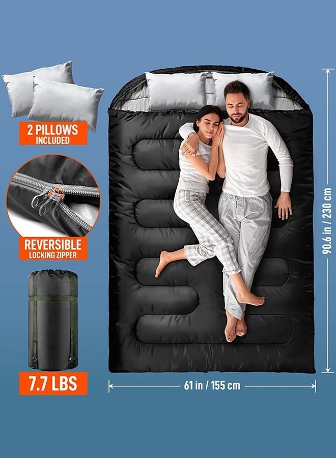 Arabest Double Sleeping Bag - Lightweight Waterproof Adult and Kids Camping Sleeping Bag with Compression Bag, Sleeping Pillow, Backpacking Sleeping Bag for Outdoor Camping, Hiking and Travel - Image 2