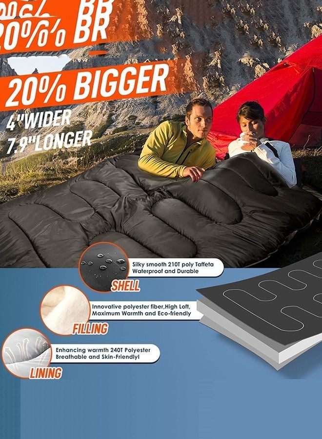 Arabest Double Sleeping Bag - Lightweight Waterproof Adult and Kids Camping Sleeping Bag with Compression Bag, Sleeping Pillow, Backpacking Sleeping Bag for Outdoor Camping, Hiking and Travel - Image 3