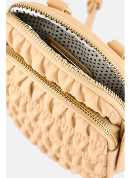 Moda Luxe Women Solid Cross Body Bag 20 L x 14 H x 4 W cm, Beige  - Image 4