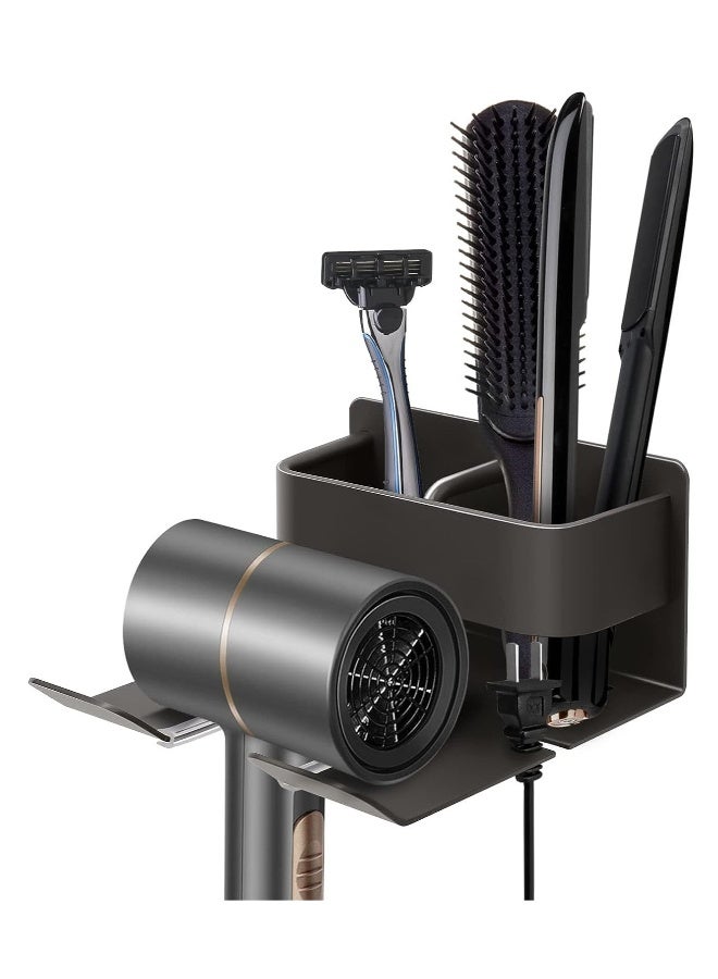 عام Hair Dryer Holder Wall Mounted, Self Adhesive Hair Tool Organizer Storage Blow Dryer Holder Rack for Hair Dryer Stand with Plug Hook, Hair Styling Care Tool Organizer for Bathroom - Image 1